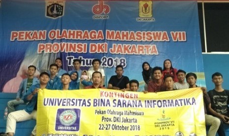 Kontingen UBSI memeriahkan Pekan Olahraga Mahsiswa (POM) DKI Jakarta 2018.