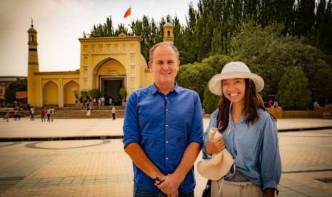 Koresponden ABC di Cina, Matthew Carney, saat berada di Kota Kashgar, Provinsi Xinjiang.