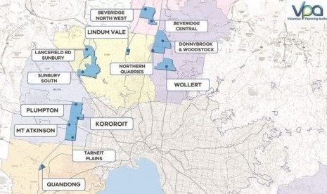 Kota-kota satelit baru itu akan dibangun di sebelah utara, tenggara dan barat laut di luar Kota Melbourne.