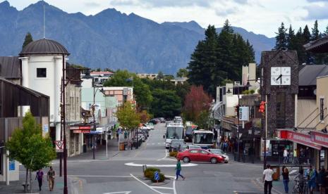 Kota Queenstown di Selandia Baru. Selandia Baru berhati-hati buka perbatasan agar varian Delta tak masuk dan merajalela. Ilustrasi.