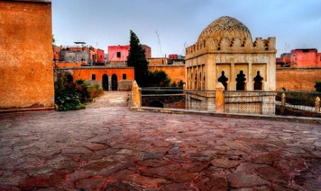 Koubba Almoravid peninggalan Dinasti Al-Murabitun di Kota Marrakech, Maroko.