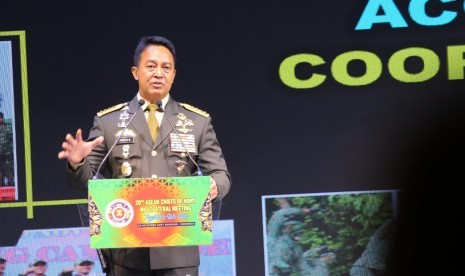 KSAD Jenderal TNI Andika Perkasa saatemberikan sambutan pada acara ACAMM XX Tahun 2019 di Bandung.