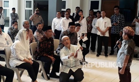 Kunjungan Menko PMK Puan Maharani ke Pesantren Tahfidz De Muttaqin di Kabupaten Sleman, DIY, Selasa (3/4).