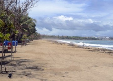 Kuta Beach in Bali is empty during the Seclusion day on Friday.