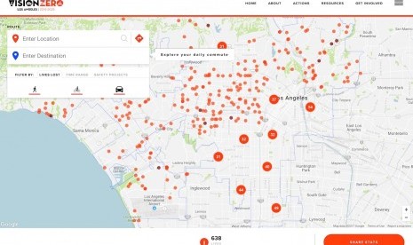 LA Tekan Angka Kematian di Jalan dengan Peta Interaktif.