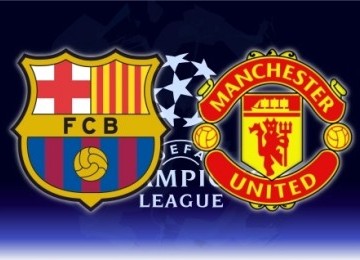 Laga final Piala Champions Eropa menampilkan Manchester United vs Barcelona