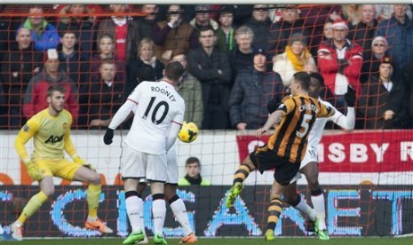 Laga Hull City melawan Manchester United di KC Stadium.