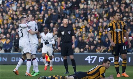 Laga Hull City melawan Manchester United di KC Stadium.