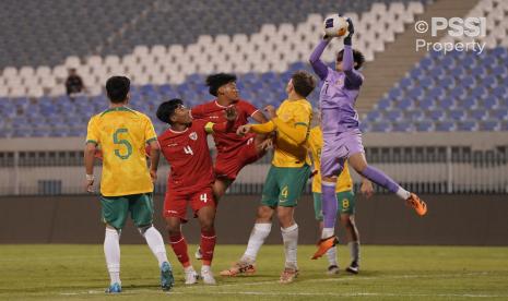 Laga timnas Indonesia vs Australia di Grup G Kualifikasi Piala Asia U-17, Ahad (27/10/2024).  