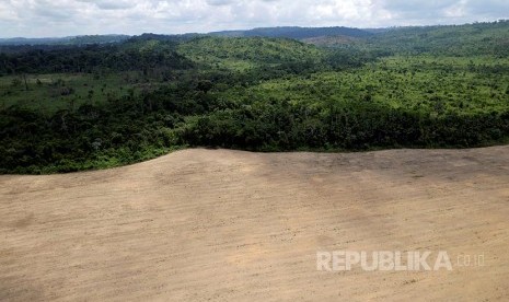 Lahan yang telah dibabat habis di kawasan Hutan Amazon, Brasil. Di Amazon, 111,6 hektare per jam atau 1,9 hektare per menit telah digunduli, yang setara dengan sekitar 18 pohon per detik. 