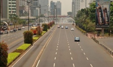 Lalu lintas Jakarta yang sepi saat libur Natal 2015.