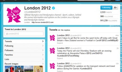 Laman resmi Olimpiade London di Twitter.