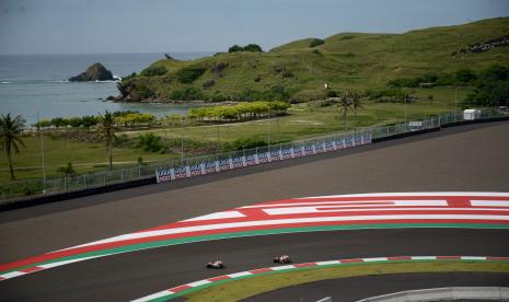 Lanskap pemandangan Pertamina Mandalika International Street Circuit saat gelaran Grand Prix of Indonesia, Lombok Tengah, NTB.