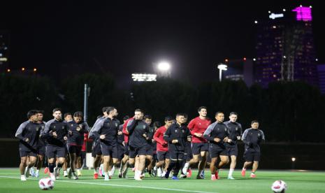 Latihan timnas Indonesia di Qatar.