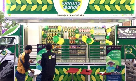 Launching Warung Wakaf Aksi Cepat Tanggap (ACT) yang digelar dalam acara Hijrah Fest di Senayan Jakarta Convention Center (JCC), Jumat (24/5). 