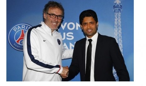 Laurent Blanc (kiri) dan Nasser Al Khelaifi