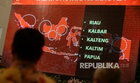 Data of forest fires area was shown on screen at the national coordination meeting on State Palace, Jakarta, on Monday (January 23). 