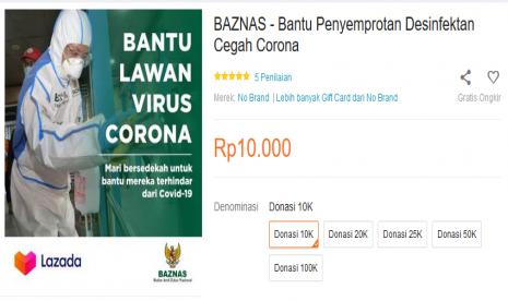 Lazada gandeng Baznas galang dana untuk bantu pencegahan corona.