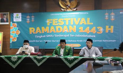 Lembaga pengkajian dan Penerapan Al Islam dan Kemuhammadiyahan Universitas Muhammadiyah Jakarta (LPPAIK UMJ) menyelenggarakan Festival Ramadhan 1443 H dengan beberapa kegiatan lomba. Tampak  Rektor UMJ Dr Mamun Murod ketika memberikan sambutan dalam LPPAIK UMJ beberapa waktu lalu