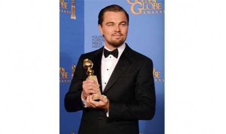 Leonardo DiCaprio saat menerima penghargaan di ajang Golden Globe ke-71