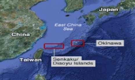 Letak kepualauan Senkaku (dalam versi Jepang) yang disengketakan oleh Cina dan Jepang