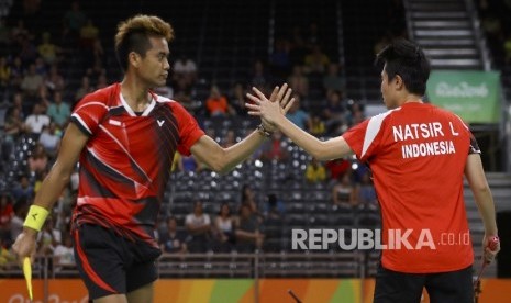 Liliyana Natsir dan Tontowi Ahmad pada Final ganda campuran Olimpiade Rio 2016, Rabu (17/8).