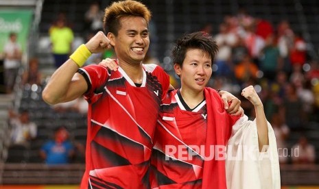 Liliyana Natsir dan Tontowi Ahmad pada Final ganda campuran Olimpiade Rio 2016, Rabu (17/8).