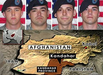 Lima tentara terpidana kasus kejahatan perang di Afghanistan (kiri ke kanan) Andrew Holmes, Michael Wagnon, Adam Winfield, Jeremy Morlock,  Calvin Gibbs (tidak masuk dalam foto)