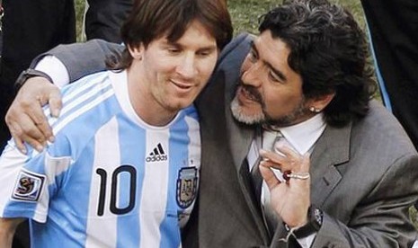 Lionel Messi dan Diego Maradona.