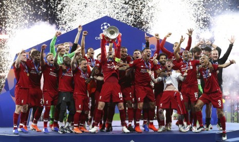 Liverpool merayakan juara Liga Champions 2018/2019.