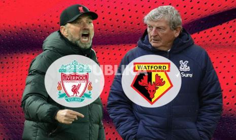 Pelatih Liverpool Juergen Klopp vs pelatih Watford Roy Hodgson (kanan).