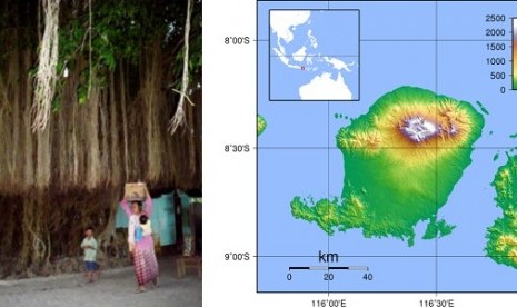 Loang Balok grave yard complex in Lombok Island (left) and map of Lombok. 