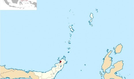 Location of Manado City in North Sulawesi (in red)