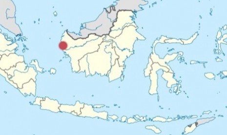 Location of Pontianak in red dot (map of Kalimantan)