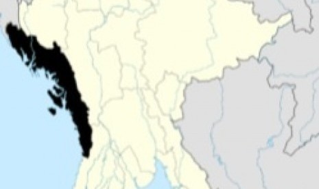 Location of Rakhine State in Myanmar