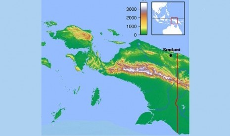 Location of Sentani (in black), Papua 