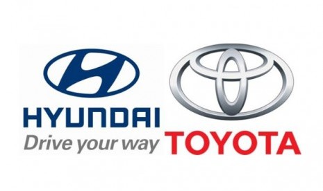 Logo Hyundai dan Toyota. Ilustrasi.