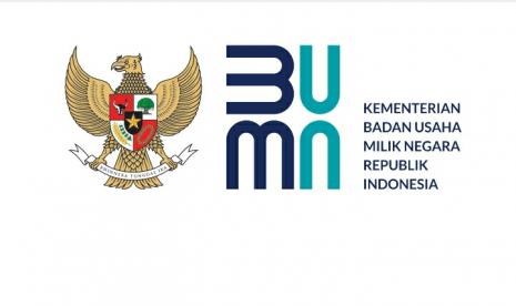 Logo Kementerian BUMN. Anggota dalam Holding BUMN Aviasi dan Pariwisata terus berbenah.