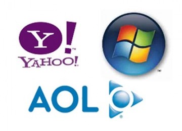 Logo Microsoft, Yahoo, dan AOL.