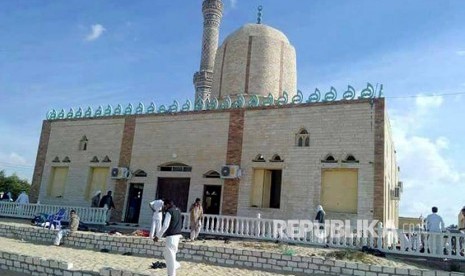 Lokasi aksi bom dan penembakan di masjid dekat Kota Arish, Semenanjung Sinai, Mesir, Jumat (24/11). Pada 24 November 2017 teroris serang Masjid al-Rawdah Mesir, ratusan orang meninggal.