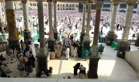 Lokasi di samping bagian barat Gerbang Malik Abdulaziz di Masjidil Haram, Makkah, Ahad (2/9). Disekitar wilayah itu malaikat Jibril disebut menambatkan Buraq sebelum bertolak dengan Rasulullah menjalani Isra Mi'raj.