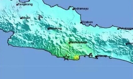 Lokasi gempa di Sukabumi (ilustrasi)