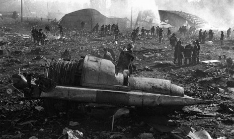 Lokasi jatuhnya pesawat American Airlines pada 25 Mei 1979. Sesaat setelah lepas landas pesawat jatuh di Chicago.