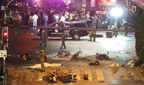 Lokasi ledakan yang terjadi di Bangkok, Senin (17/8).