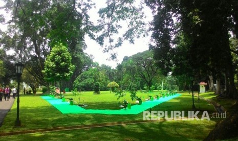 Lokasi penanaman pohon Raja Salman dan pangeran bersama Presiden Jokowi di Istana Bogor, Jawa Barat. 