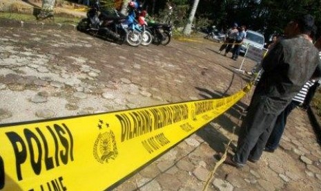  Lokasi penembakan dua satpam kampus oleh orang tidak dikenal di Depan Mesjid Al-Hurriyah Kampus IPB Dramaga, Bogor, Jabar, Jumat (25/5).