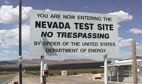 Lokasi uji coba bom nuklir di Nevada, AS. Pemerintah Rusia menyampaikan keprihatinan atas belum bergabungnya Amerika Serikat (AS) dalam Comprehensive Nuclear Test Ban Treaty (CTBT). 