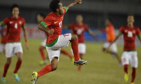 luapan bahagia pesepak bola Timnas