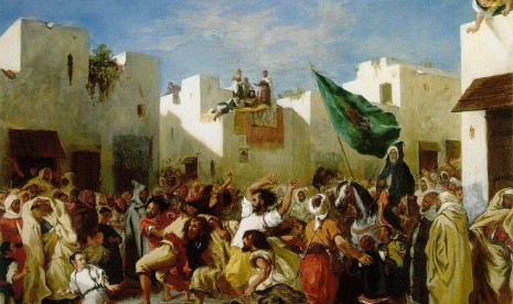 Lukisan Fanatics of Tangier karya Delacroix di abad awal abad 19.