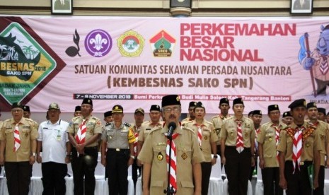  Majelis Pembina Satuan Komunitas Nasional Sekawan Persada Nusantara Prasetyo Sunaryo saat membuka Kembesnas Sako SPN 2018